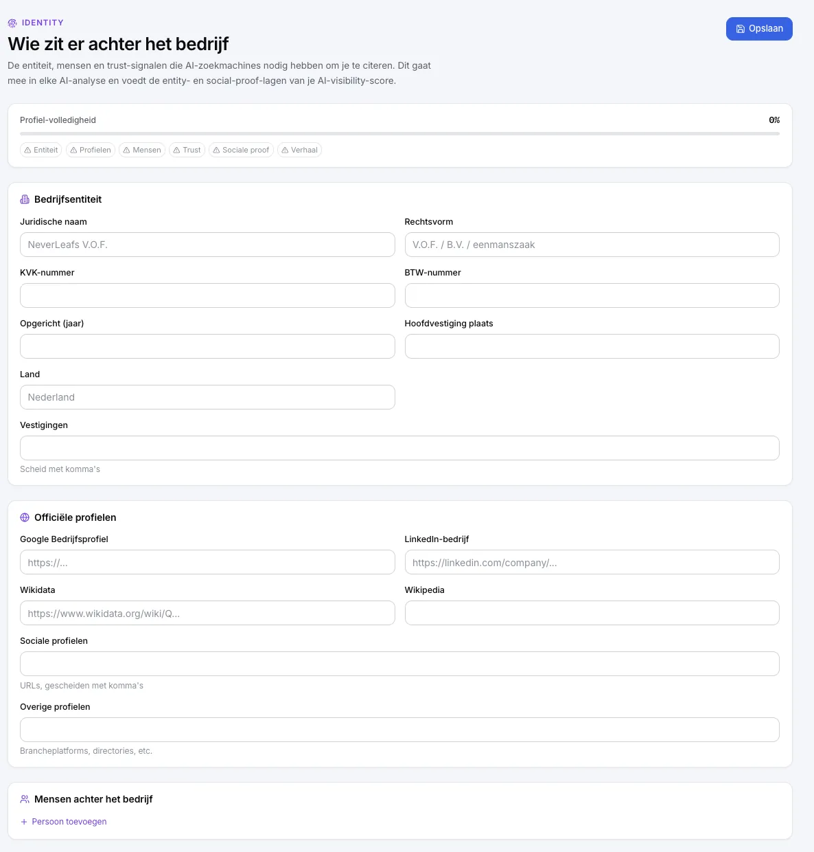 Identiteit en merkbibliotheek in het LeadForge-platform